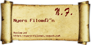 Nyers Filomén névjegykártya